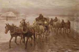 Horse Drawn Carriages In The Snow