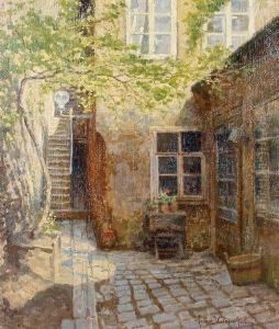 A Sunlit Courtyard by Franz Wiesenthal