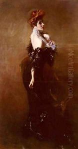 Portrait Of Madame Pages In Evening Dress by Giovanni Boldini