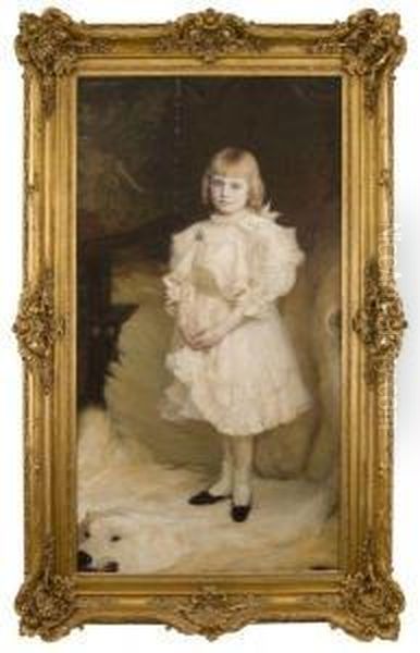 Depicting A Portrait Of A Young Girl With A White Animal Skin Rug - view 1