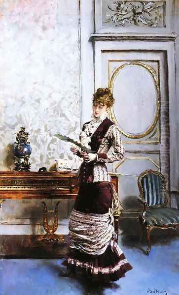 A Lady Admiiring a Fan - view 1