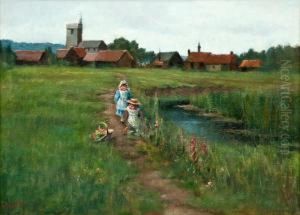 Playing Children On A Summerfield by Maria Wiik