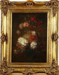 Blomsterstilleben Med Roda Och Vita Nejlikor