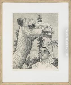 Berber Girl With Camel - Berberi Tudruk Kaameliga by Eduard Wiiralt