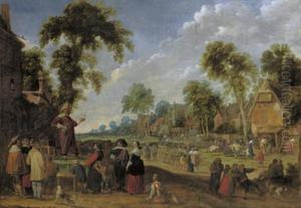 A Quack Doctor In A Village Landscape With Numerous Figures - view 1