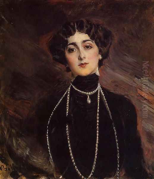 Portrait Of Lina Cavalieri by Giovanni Boldini