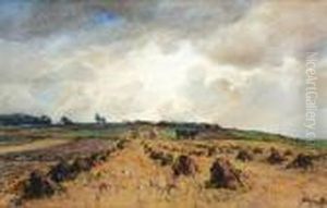 Oogsttijd In Heuvellandschap by Jan Hillebrand Wijsmuller