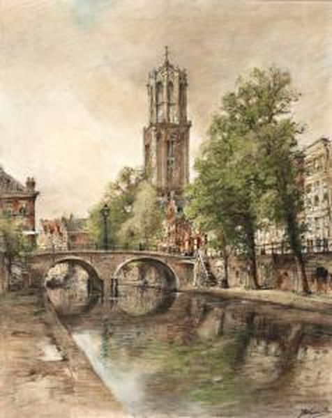 De Oude Gracht Te Utrecht Met Zicht Op De Domtoren - view 1