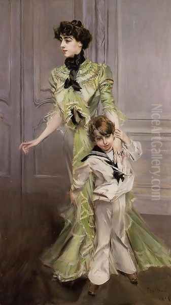 Portrait Of Madame Georges Hugo (nee Pauleen Menard Dozian) And Her Son Jean - view 1
