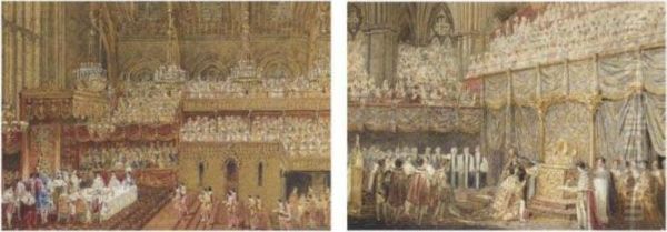 The Royal Banquet At Westminster Hall - The Coronation Of King George Iv; The Coronation Of King George Iv At Westminster Abbey - view 1