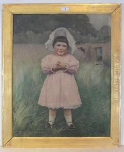 Portrait Of A Young Girl With A Pair Of Red Admiral Butterflies by Frank Percy Wild