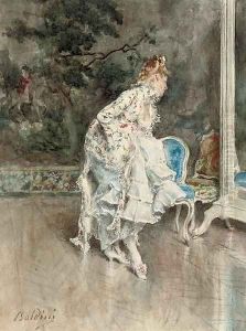 Signora in abito impero che si specchia (Lady in a mirror) by Giovanni Boldini