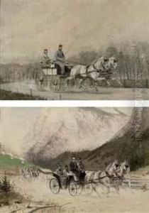 Erzherzog Franz Ferdinand Als Selbstfahrer Inn Wiener Prater; Andkaiser Franz Jozef Und Der Kronprinz In Radmer by Hans Gottfried Wilda