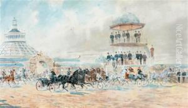 Carriage Racing With Kaiser Franz Joseph I Looking On From Thestands - view 1