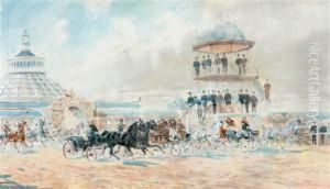 Carriage Racing With Kaiser Franz Joseph I Looking On From Thestands by Hans Gottfried Wilda