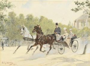 A Carriage Driving Through The Park by Hans Gottfried Wilda