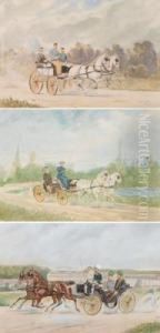 Kaiser Franz Joseph I With Adjutants In A Coach In Front Of Schonbrunn by Hans Gottfried Wilda