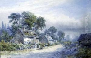 Thatched Half Timbered Cottages With Countryfolk