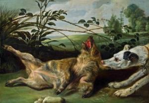 Jagdhund Und Frischling by Jan Wildens