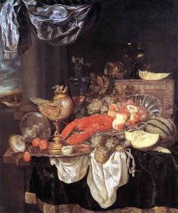 Large Still-life with Lobster 1653 by Abraham Hendrickz Van Beyeren