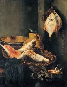 Still-Life with Fish in Basket by Abraham Hendrickz Van Beyeren