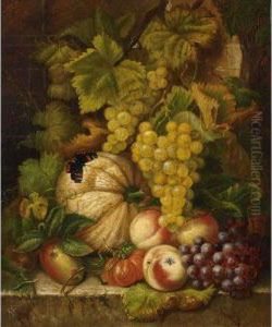 A Still Life With Fruit And Flowers A Still Life With Fruit And Flowers