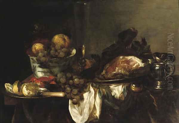 A blue and white porcelain bowl with fruit - view 1