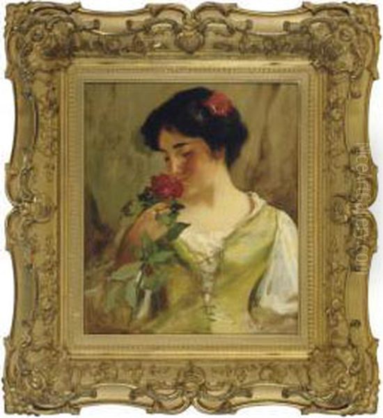A Beauty Smelling A Rose - view 1