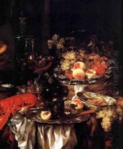 Banquet Still Life with a Mouse (detail) 1667 by Abraham Hendrickz Van Beyeren