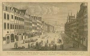 Widok Polnocnej Strony Rynku Wroclawskiego. Naschmarkt (targ Lakoci) by Wilhelm Sander