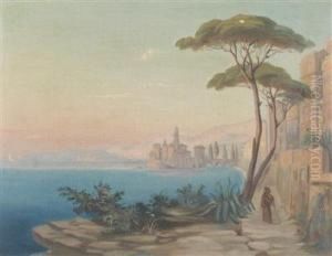 A View Ofsorrent In The Gulf Of Naples by Heinrich Wilhelmi