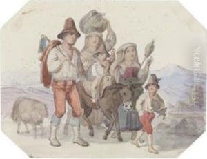 Italienische Bauernfamilie Auf Der Wanderschaft by Heinrich Wilhelmi