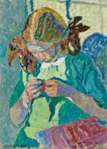 Petite Fille Cousant by Carl Wilhelm Wilhelmson
