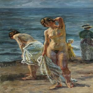 Bathing Women On A Beach by Johannes Martin Fastings Wilhjelm
