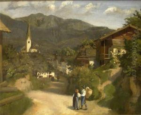 Bauern Auf Der Strase Eines Bergdorfes - view 1