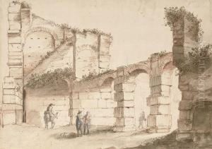 Figures In The Colosseum, Rome by Theodorus Wilkens