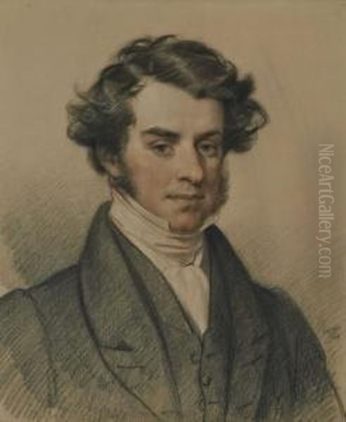 Portrait Of A Gentleman, Half-length, In A Black Coat Andwaistcoat, With A White Stock - view 1
