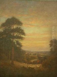 English Landscape With Sheep by Arthur Stanley Wilkinson