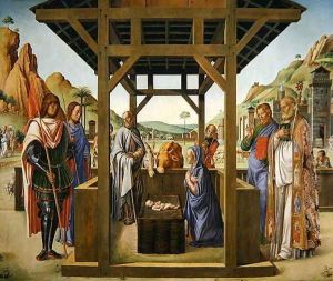Nativity Scene with Saints James, Eustacius, Nicholas and Mark