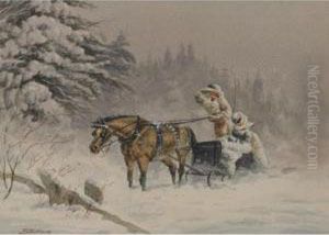 Figures In A Horse-drawn Sleigh