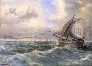Shipping Scene Off The Isle Of Wight by Thomas Harrison Wilkinson