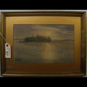 Island At Sunset by Thomas Harrison Wilkinson