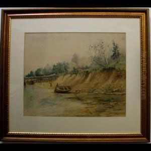 Figures With Boat Along Shore by Thomas Harrison Wilkinson