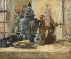 Stilleven Met Imari Vaas In Een Japaniserend Interieur Stilleven Met Imari Vaas In Een Japaniserend Interieur