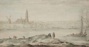 Vue Presumee De Rhenen En Hollande by Adam Willaerts