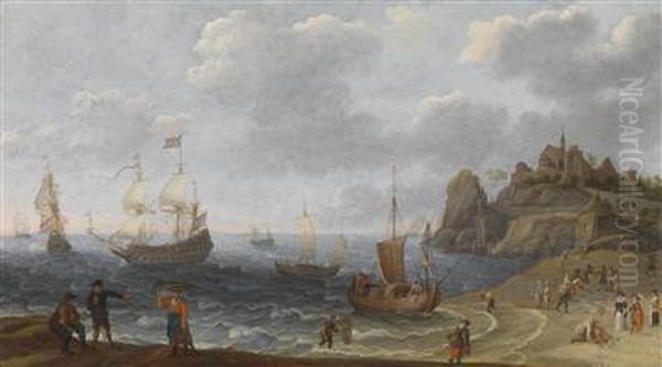 Coastal Landscape With Fishermen Hauling In Their Catch - view 1