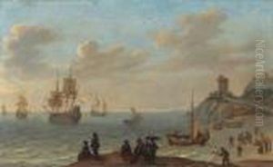 Hollandische Kustenlandschaft Mit Schiffen Und Staffage by Isaac Willaerts