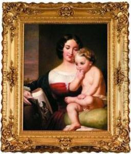 Portrait Of A Member Of The Mann Family With Child, Circa1850 by Henry Willard