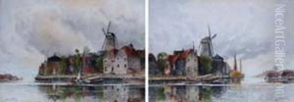 Dutch River Scenes With Various Shipping - view 1