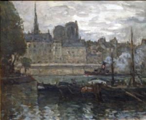 La Seine Au Quai Aux Fleurs by Louis Willaume